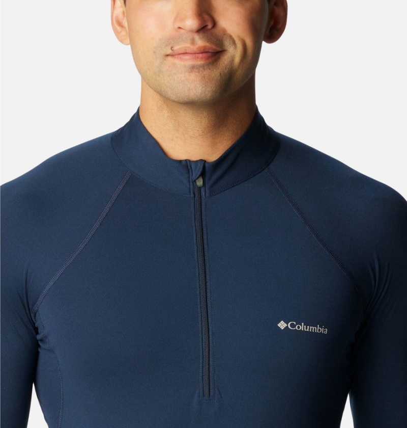 Navy Men's Columbia Omni Heat Midweight Baselayer Half Zip T-Shirt | HUAYW-3768