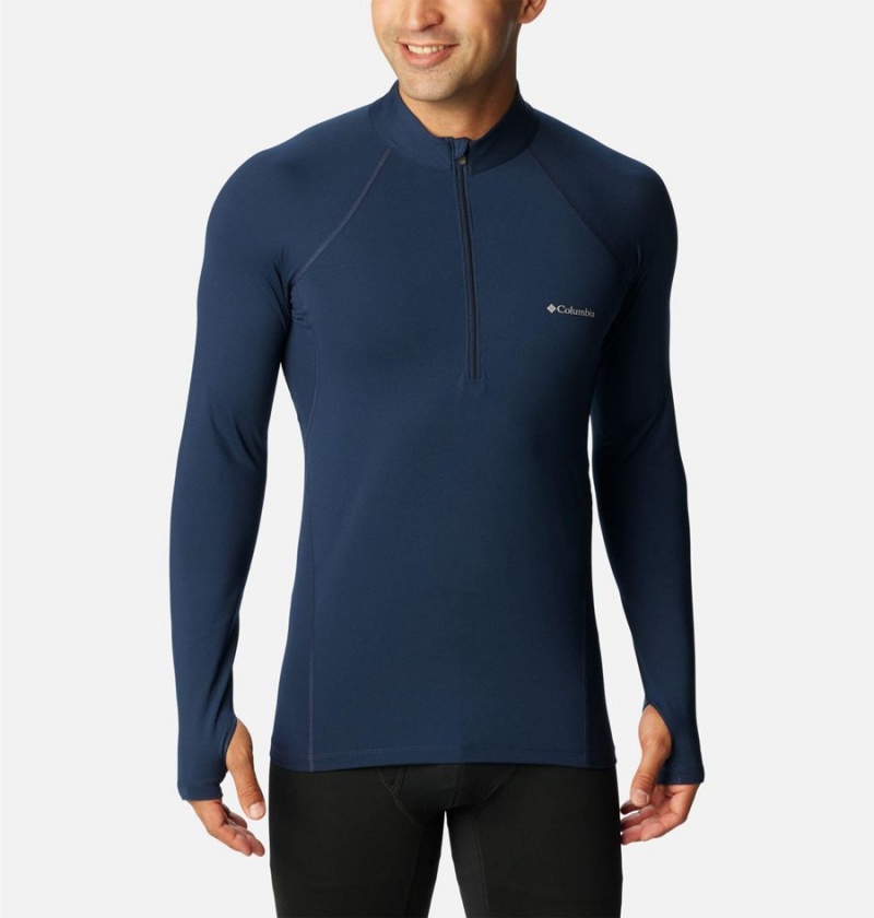 Navy Men\'s Columbia Omni Heat Midweight Baselayer Half Zip T-Shirt | HUAYW-3768