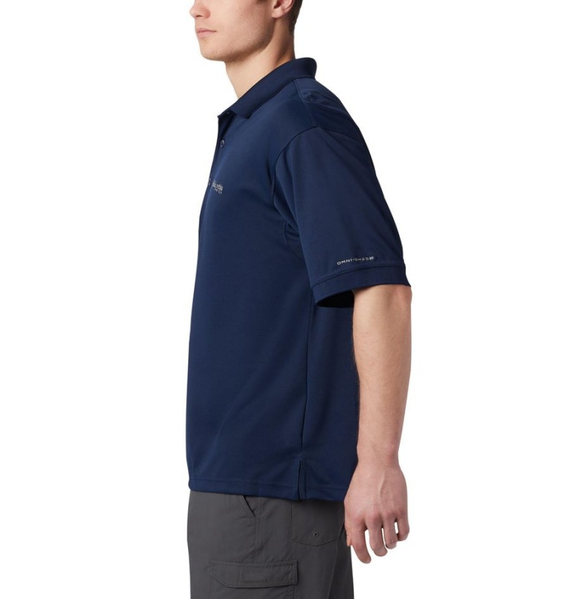 Navy Men's Columbia PFG Perfect Cast Polo Shirt | ASJHM-4139