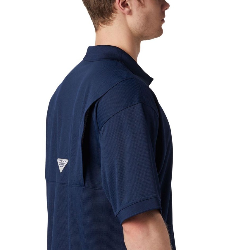 Navy Men's Columbia PFG Perfect Cast Polo Shirt | ASJHM-4139