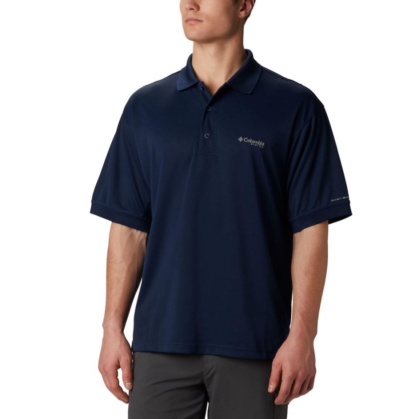 Navy Men\'s Columbia PFG Perfect Cast Polo Shirt | ASJHM-4139