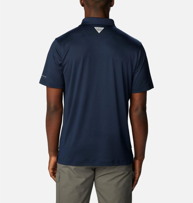 Navy Men's Columbia PFG Slack Tide Stretch Polo Shirt | OPLYX-2304