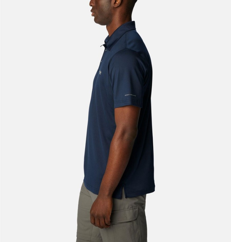 Navy Men's Columbia PFG Slack Tide Stretch Polo Shirt | OPLYX-2304