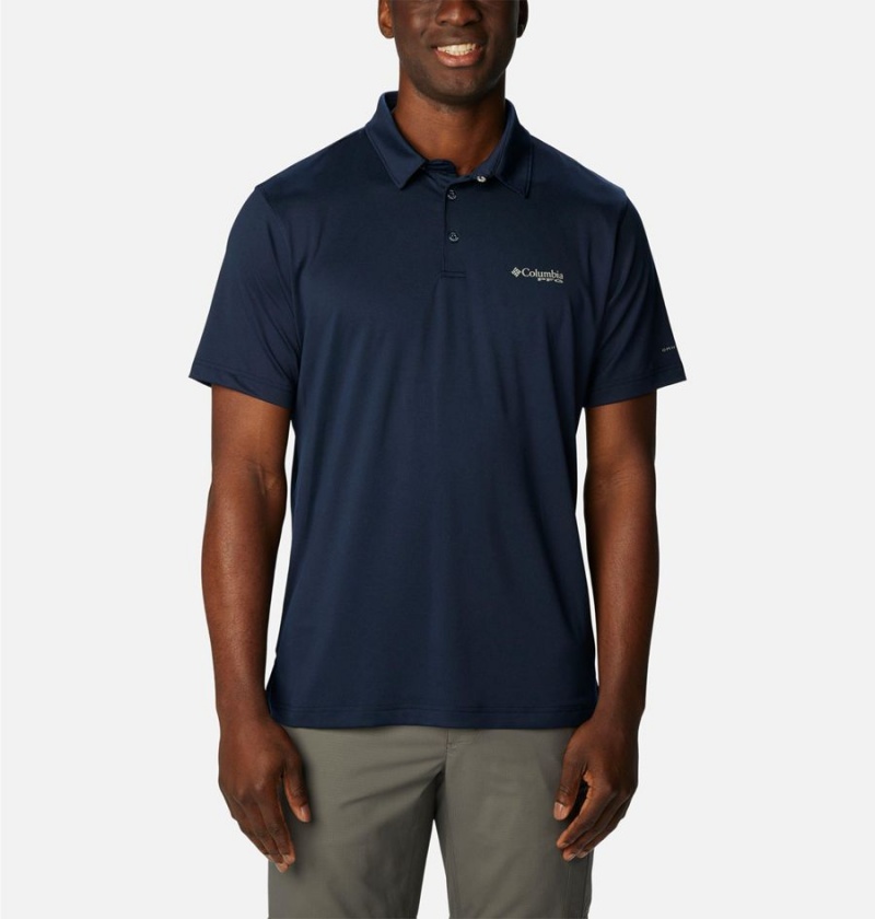 Navy Men\'s Columbia PFG Slack Tide Stretch Polo Shirt | OPLYX-2304