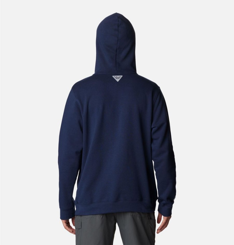 Navy Men's Columbia PFG Sleeve II Graphic Hoodie | XFCVH-6970