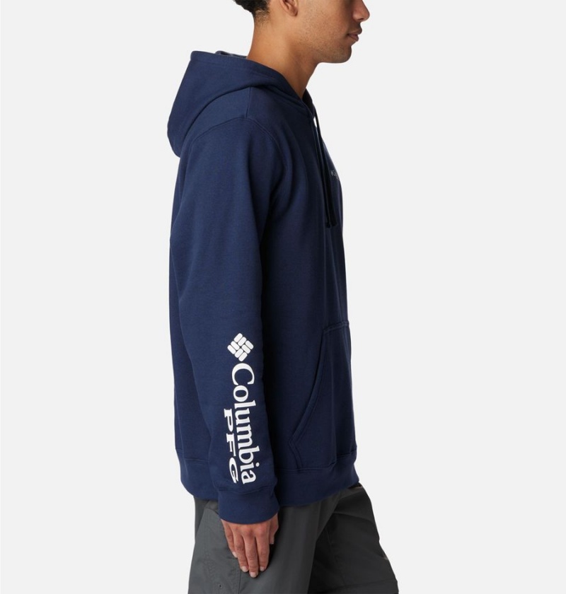 Navy Men's Columbia PFG Sleeve II Graphic Hoodie | XFCVH-6970