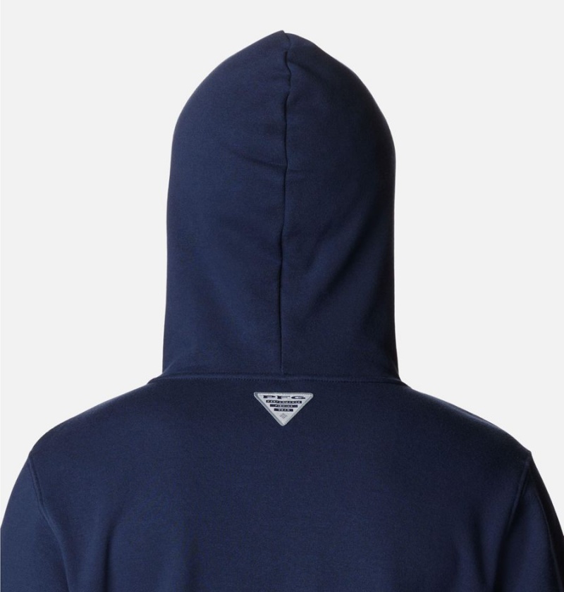 Navy Men's Columbia PFG Sleeve II Graphic Hoodie | XFCVH-6970