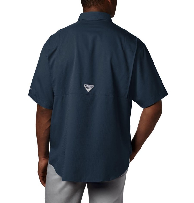 Navy Men's Columbia PFG Tamiami II Short Sleeve Shirt | TFMHA-4150