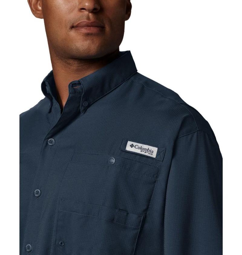 Navy Men's Columbia PFG Tamiami II Short Sleeve Shirt | TFMHA-4150