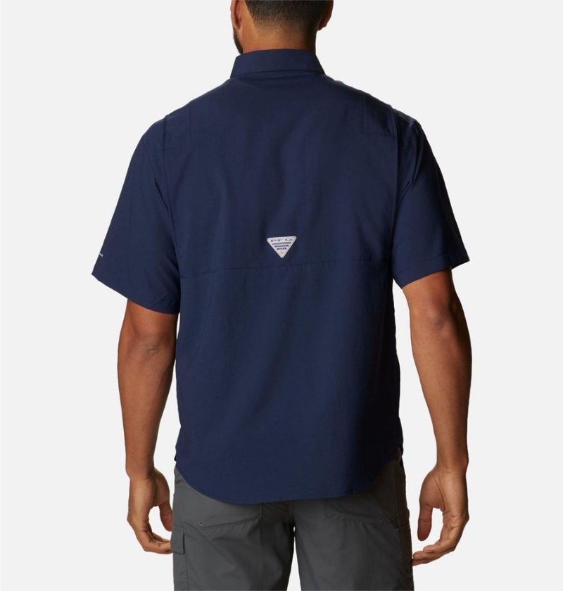 Navy Men's Columbia PFG Tamiami Short Sleeve - Dallas Cowboys Shirt | TPWZE-8437