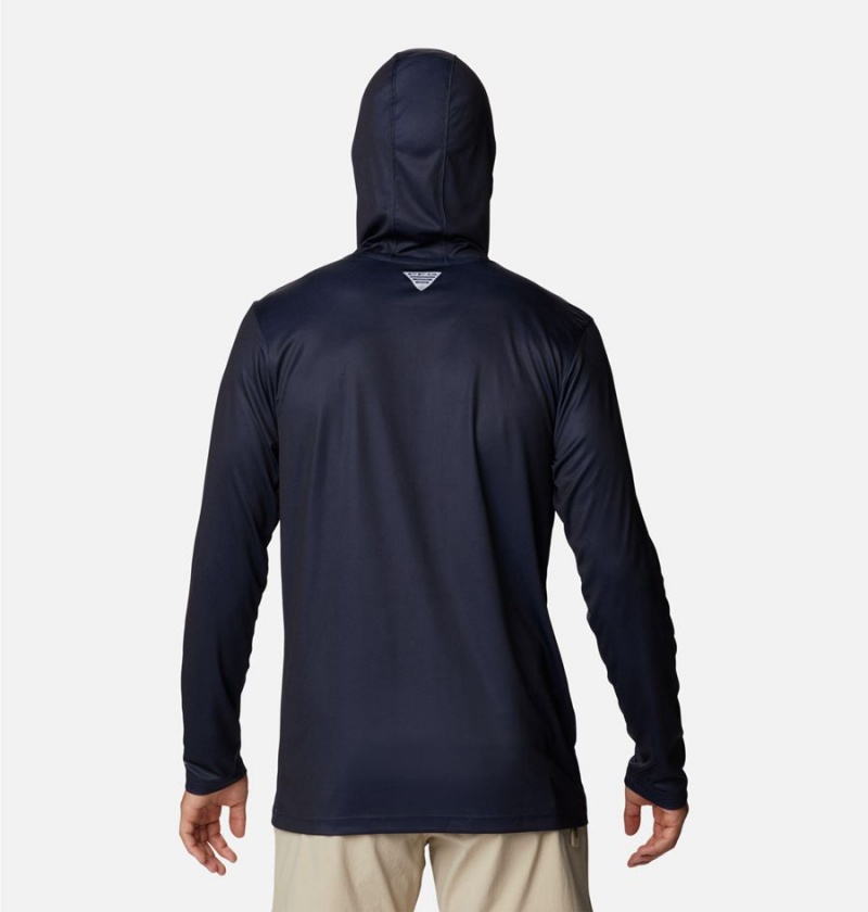 Navy Men's Columbia PFG Terminal Tackle Fish Flag Hoodie | OHANG-7104