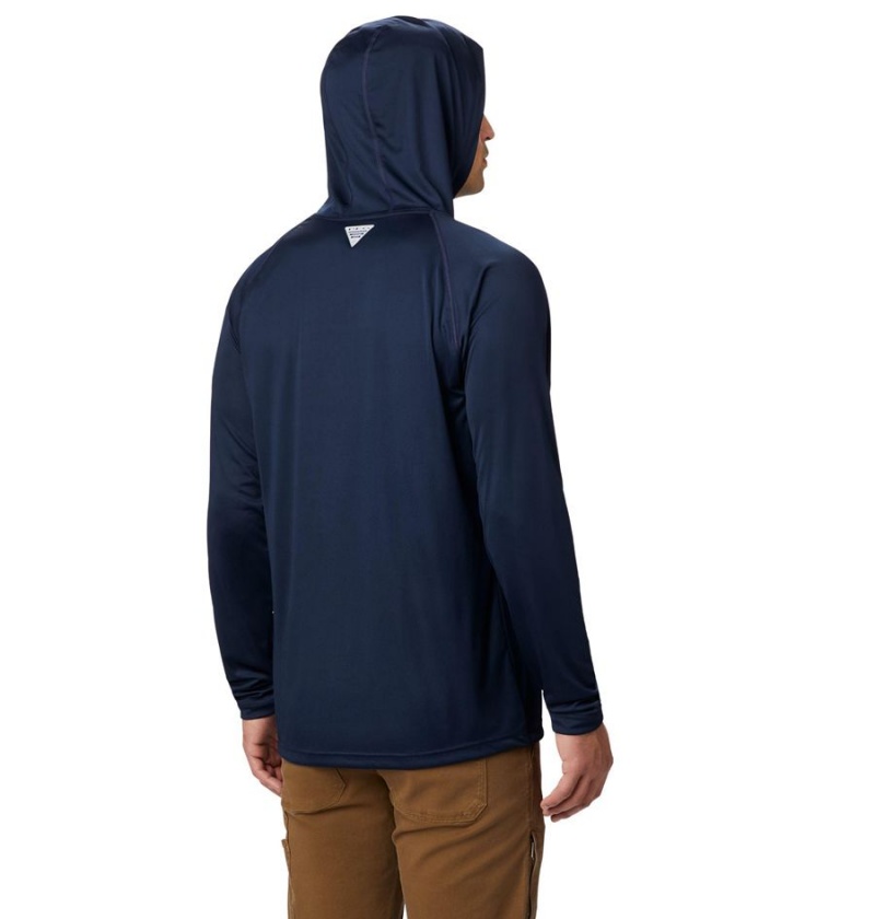 Navy Men's Columbia PFG Terminal Tackle Hoodie | MJVYG-1340