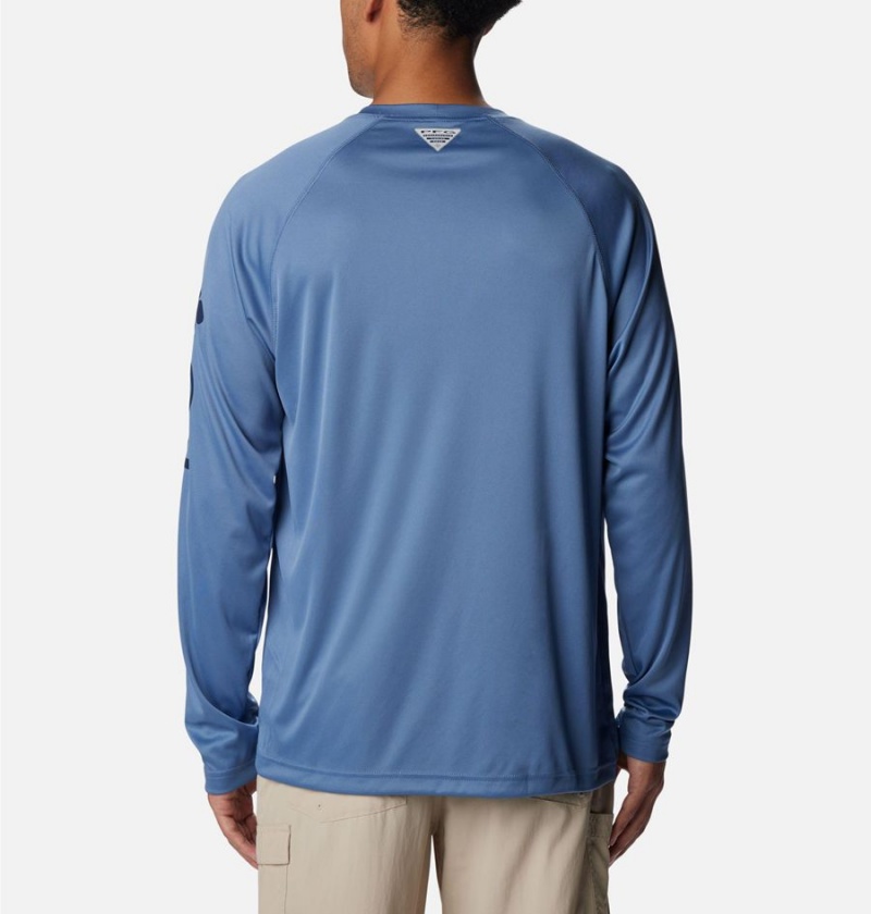 Navy Men's Columbia PFG Terminal Tackle Long Sleeve T-Shirt | YOPDL-6193