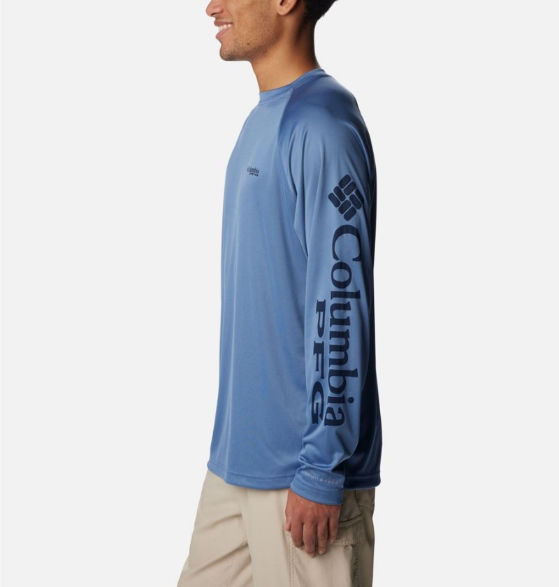 Navy Men's Columbia PFG Terminal Tackle Long Sleeve T-Shirt | YOPDL-6193