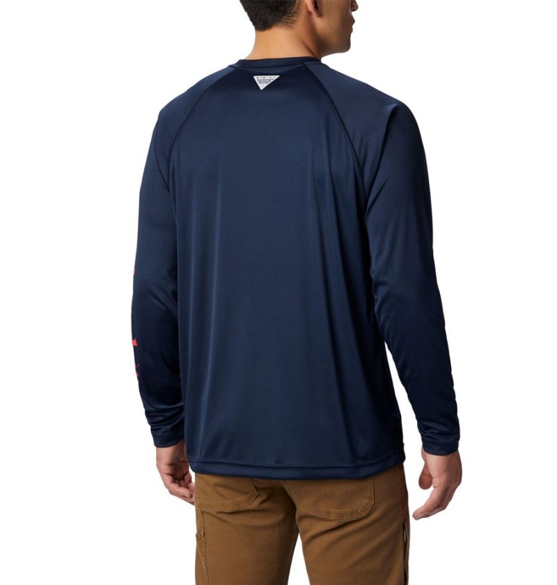 Navy Men's Columbia PFG Terminal Tackle Long Sleeve T-Shirt | QEPTC-6238