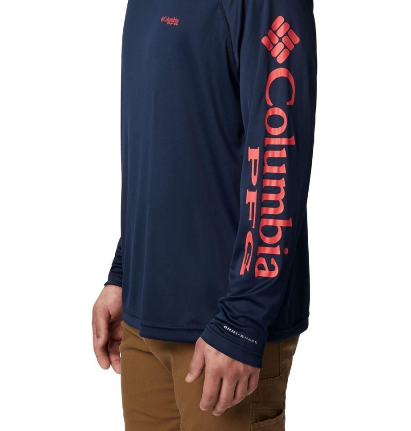 Navy Men's Columbia PFG Terminal Tackle Long Sleeve T-Shirt | QEPTC-6238