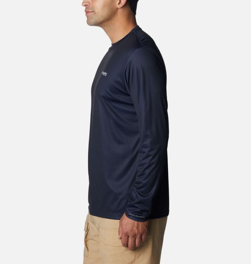 Navy Men's Columbia PFG Terminal Tackle Statetriot Long Sleeve T-Shirt | CDRGE-1643