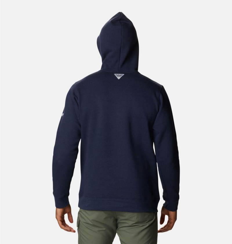 Navy Men's Columbia PFG Triangle II Hoodie | GAWSB-9051