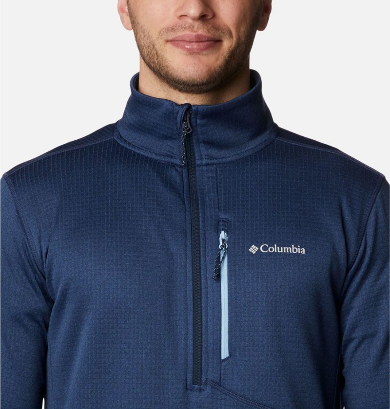 Navy Men's Columbia Park View Fleece Half Zip Pullover | CAHBN-3598