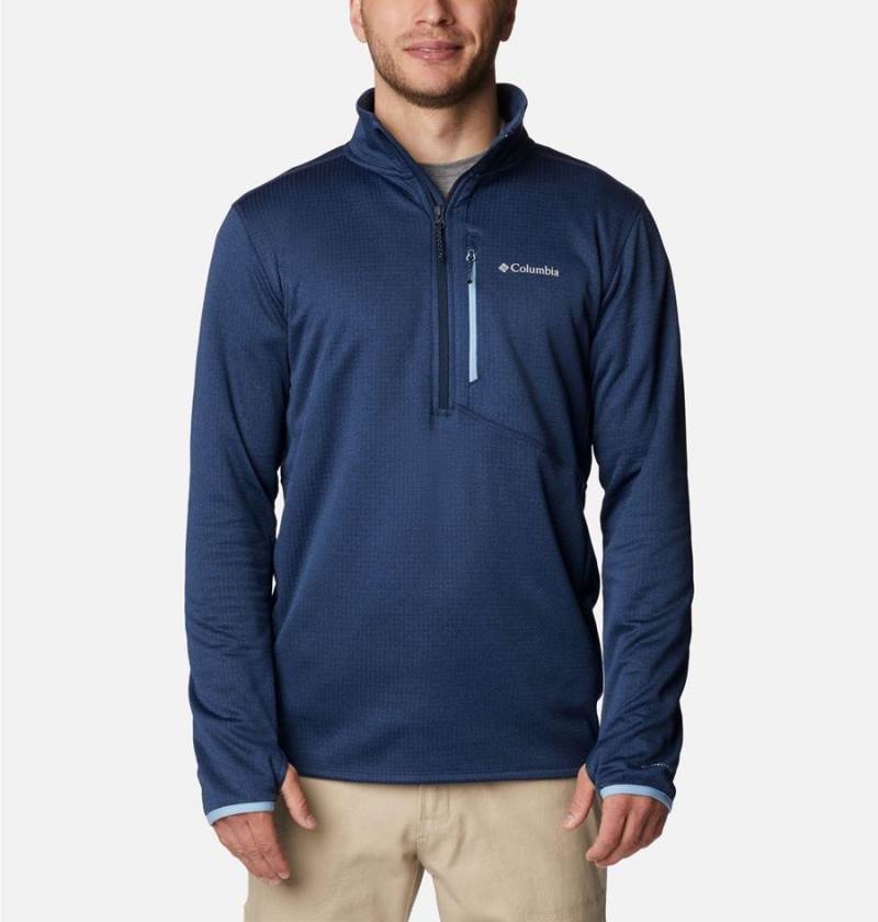 Navy Men\'s Columbia Park View Fleece Half Zip Pullover | CAHBN-3598