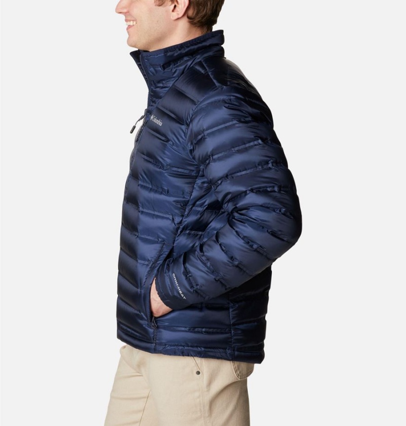 Navy Men's Columbia Pebble Peak Insulated Puffer Jacket | SIYKC-0239