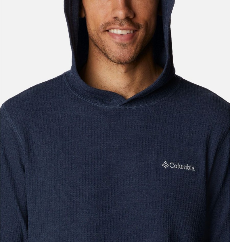 Navy Men's Columbia Pine Peak Waffle Hoodie | QWSUA-0762