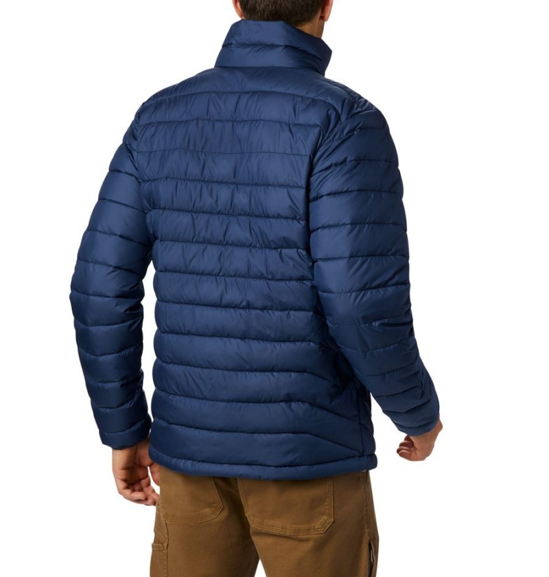 Navy Men's Columbia Powder Lite Insulated Puffer Jacket | SJPGN-2937