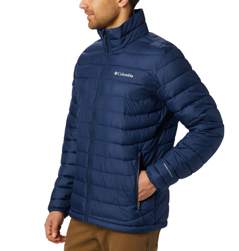 Navy Men's Columbia Powder Lite Insulated Puffer Jacket | SJPGN-2937