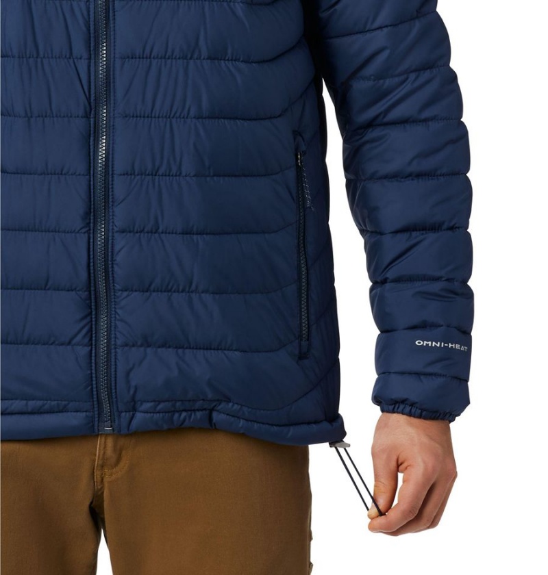 Navy Men's Columbia Powder Lite Insulated Puffer Jacket | SJPGN-2937