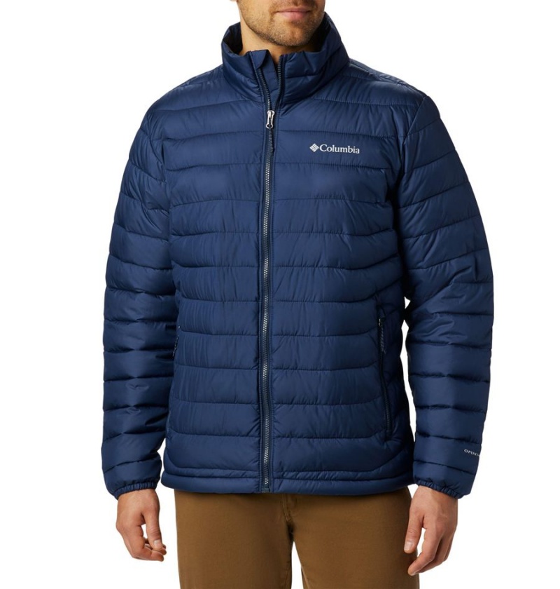 Navy Men\'s Columbia Powder Lite Insulated Puffer Jacket | SJPGN-2937