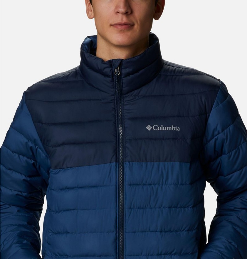 Navy Men's Columbia Powder Lite Insulated Puffer Jacket | XHDOW-9036