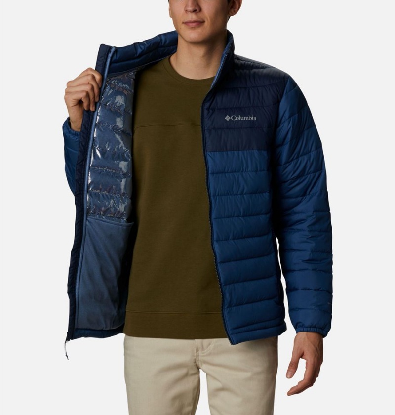 Navy Men's Columbia Powder Lite Insulated Puffer Jacket | XHDOW-9036