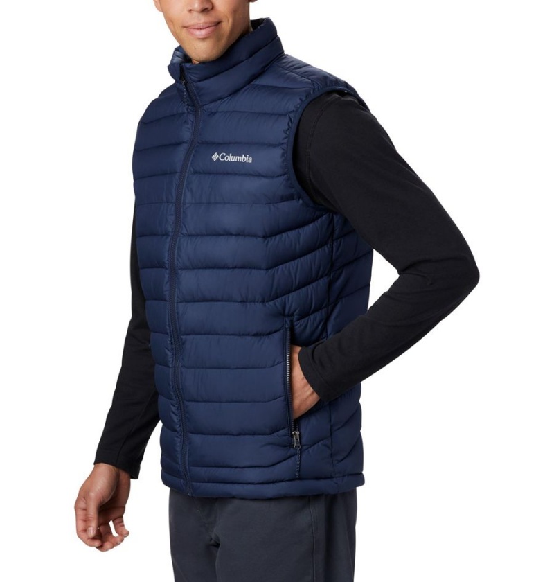 Navy Men's Columbia Powder Lite Vest | TIRXV-6735