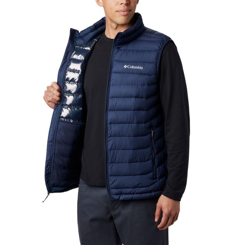 Navy Men's Columbia Powder Lite Vest | TIRXV-6735