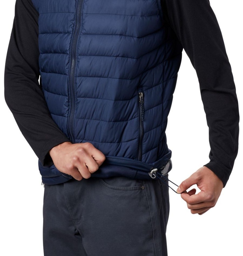 Navy Men's Columbia Powder Lite Vest | TIRXV-6735