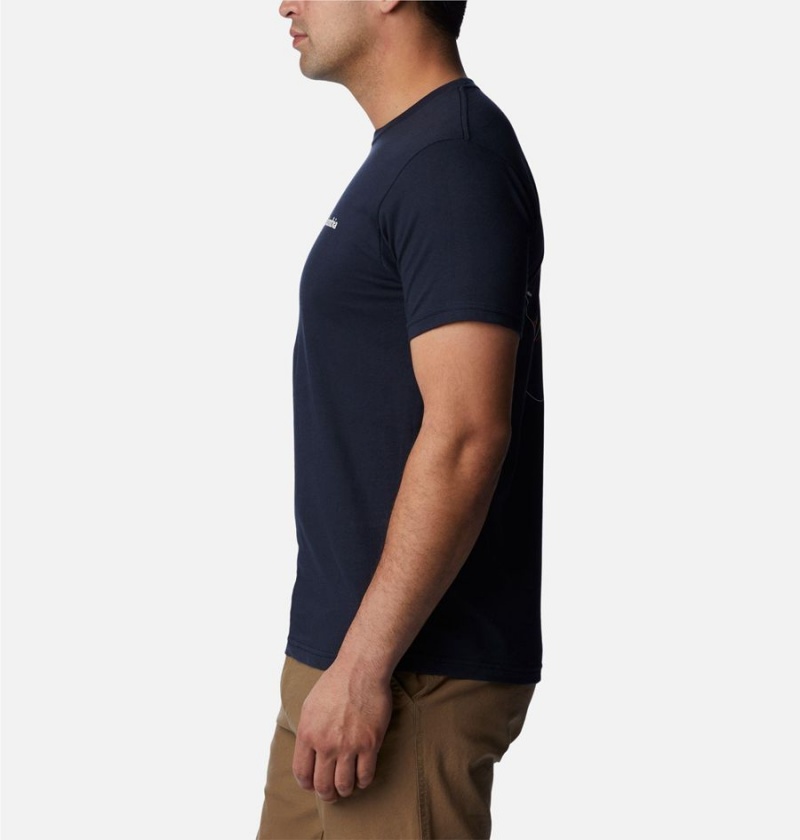 Navy Men's Columbia Ridge Graphic T-Shirt | PSVIR-0471