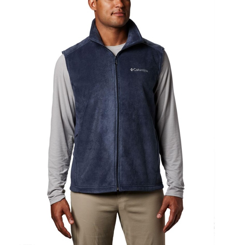 Navy Men\'s Columbia Steens Mountain Fleece Vest | WTBAD-4305