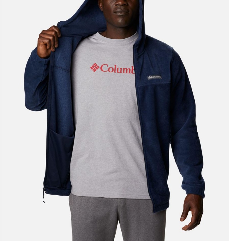 Navy Men's Columbia Steens Mountain Full Zip Hoodie Fleece Jacket | QXKGC-4798