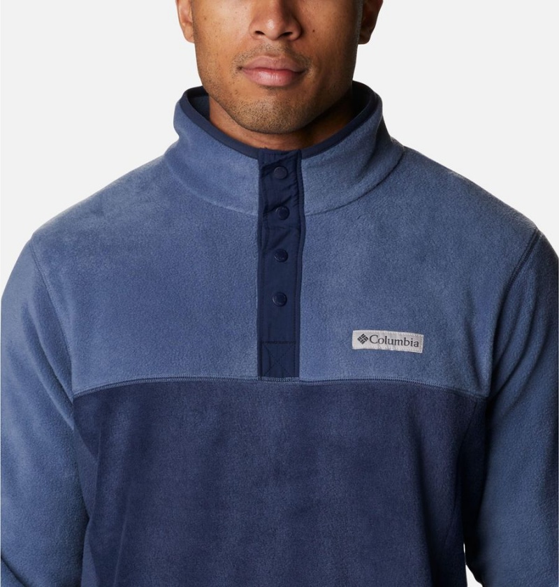 Navy Men's Columbia Steens Mountain Half Snap Fleece Pullover | SVWOR-5036