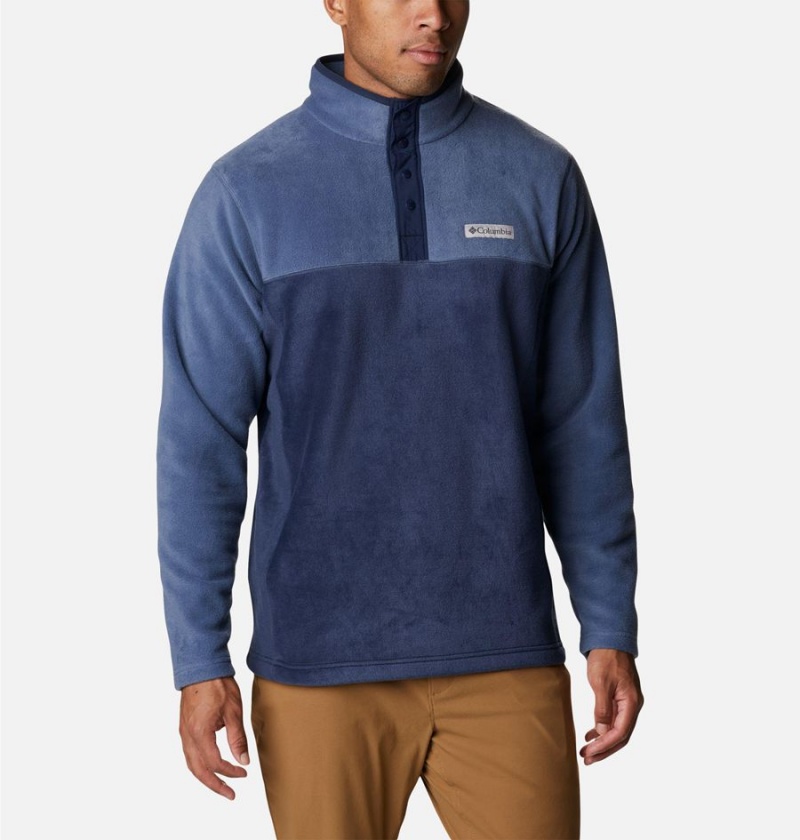 Navy Men's Columbia Steens Mountain Half Snap Fleece Pullover | SVWOR-5036