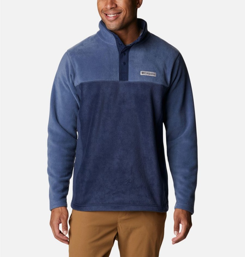 Navy Men\'s Columbia Steens Mountain Half Snap Fleece Pullover | SVWOR-5036