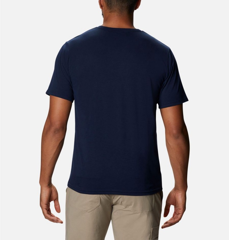 Navy Men's Columbia Sun Trek Short Sleeve T-Shirt | DWFNL-3601