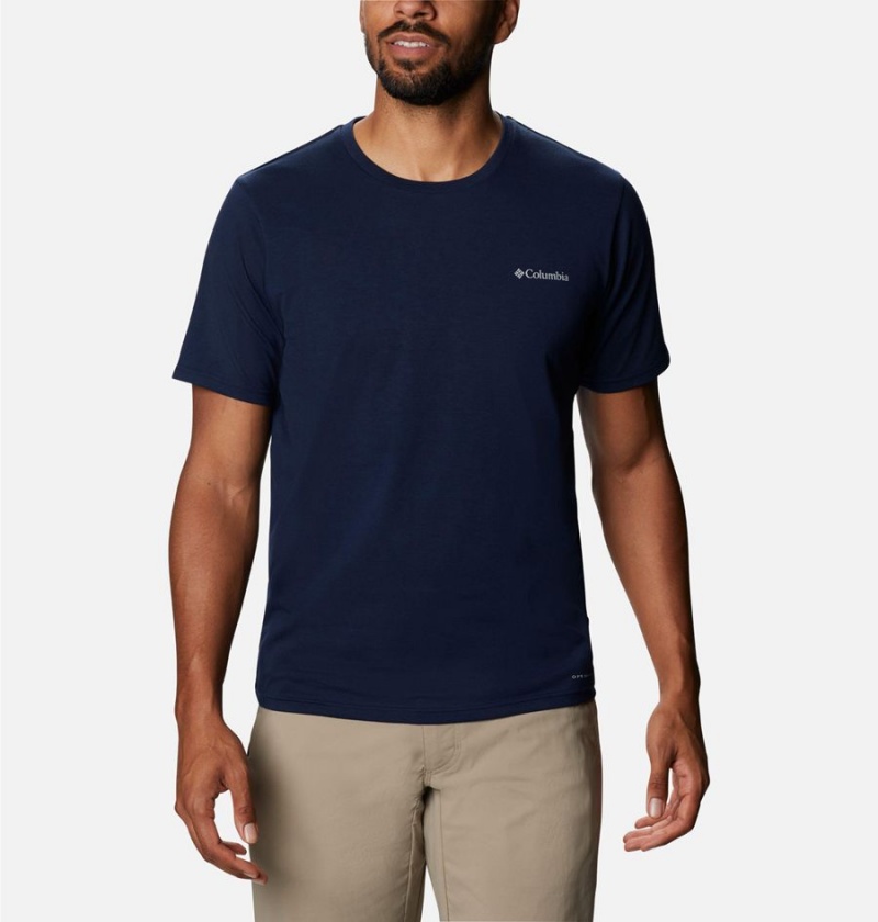 Navy Men\'s Columbia Sun Trek Short Sleeve T-Shirt | DWFNL-3601