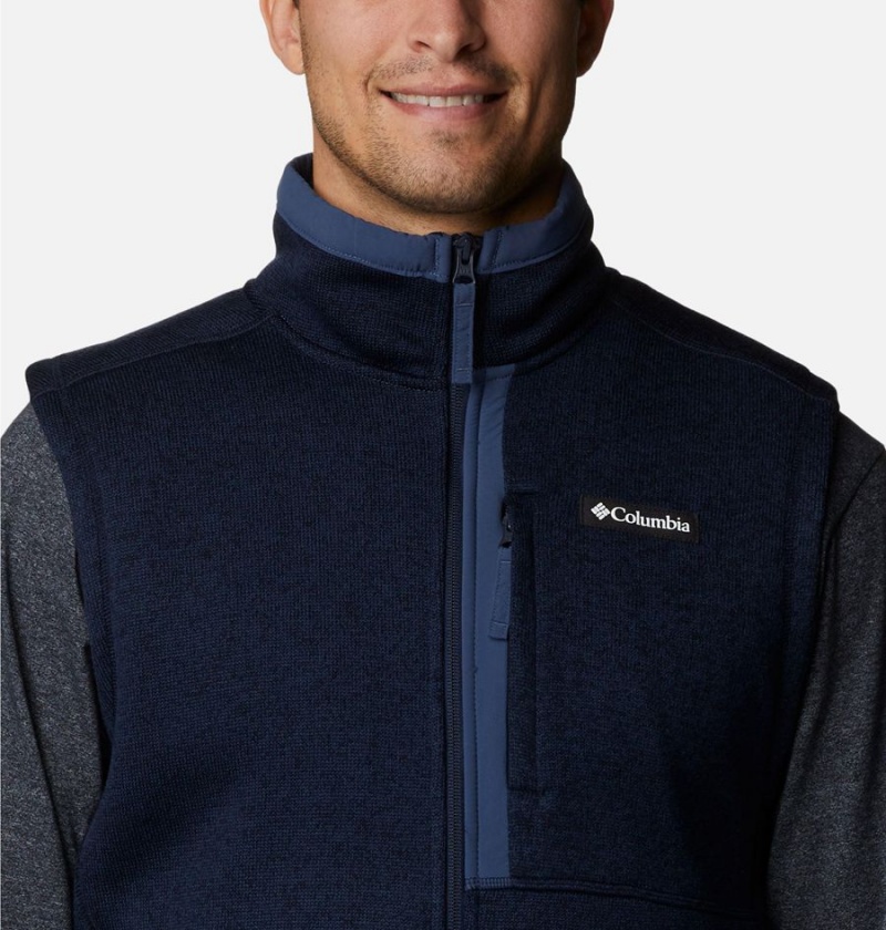 Navy Men's Columbia Sweater Weather Vest | UIVNM-1748