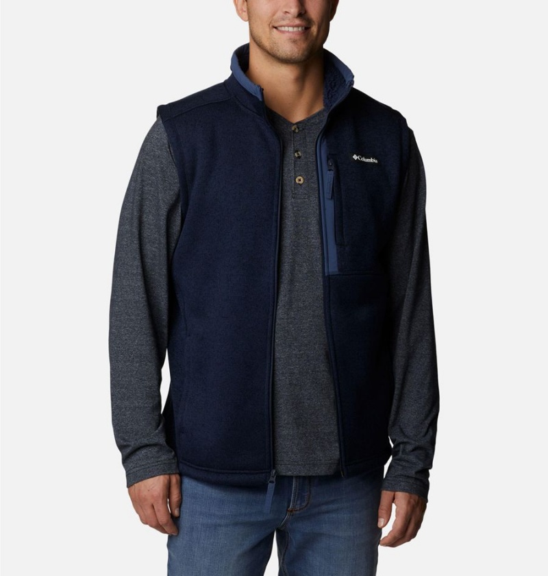 Navy Men's Columbia Sweater Weather Vest | UIVNM-1748