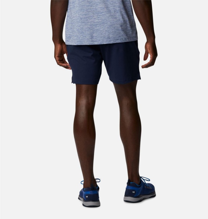 Navy Men's Columbia Tech Trail Knit Shorts | IUTJN-9257