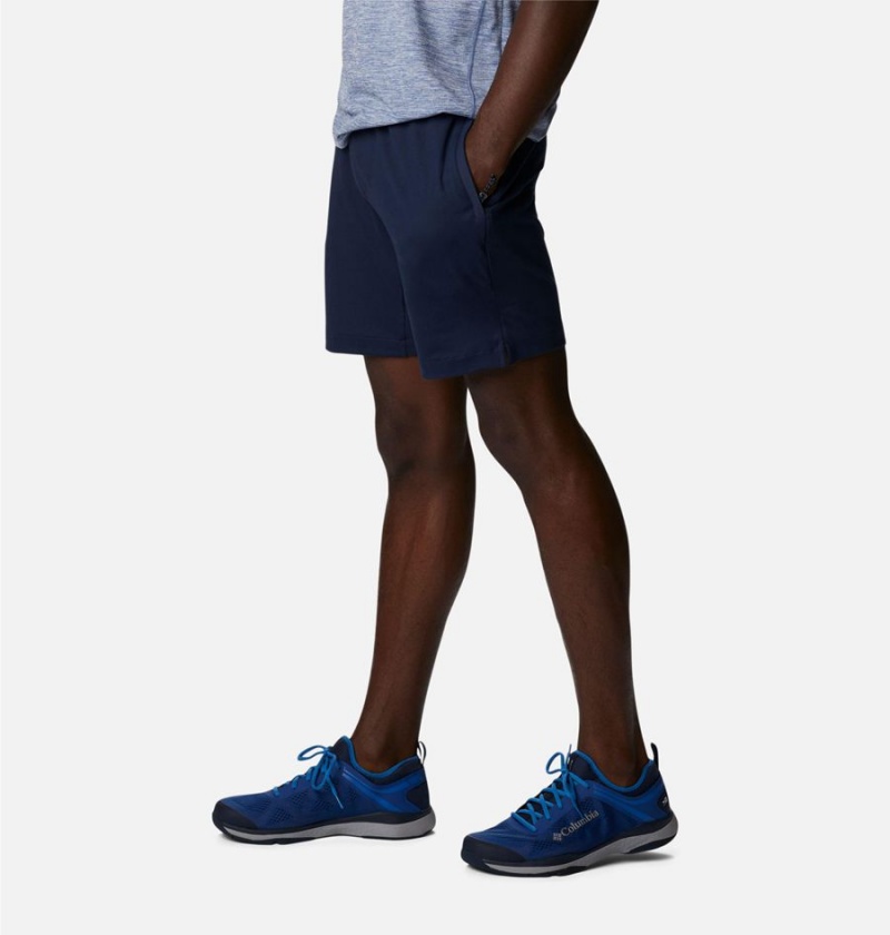 Navy Men's Columbia Tech Trail Knit Shorts | IUTJN-9257