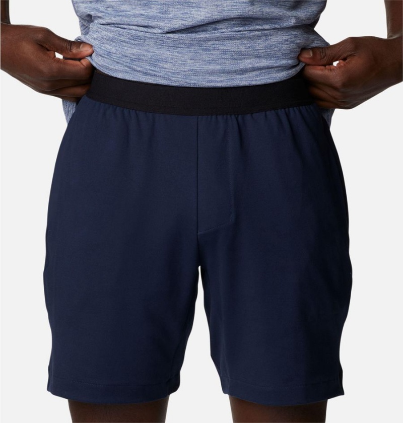 Navy Men's Columbia Tech Trail Knit Shorts | IUTJN-9257