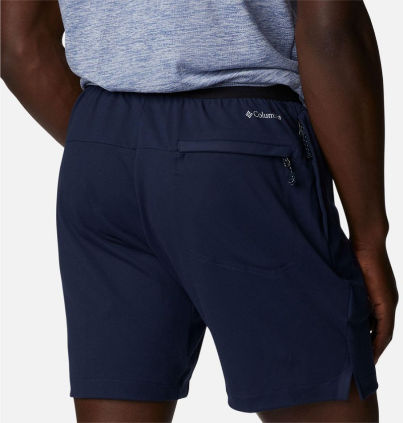 Navy Men's Columbia Tech Trail Knit Shorts | IUTJN-9257