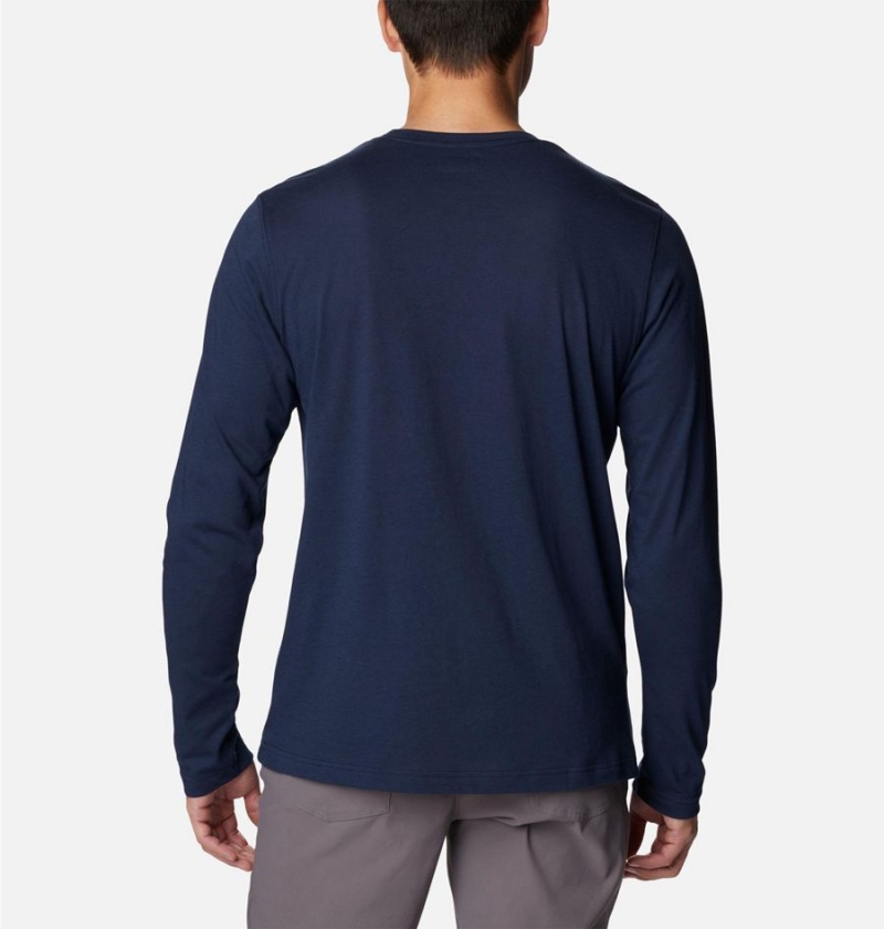 Navy Men's Columbia Thistletown Hills Long Sleeve Crew T-Shirt | SFWGZ-8291